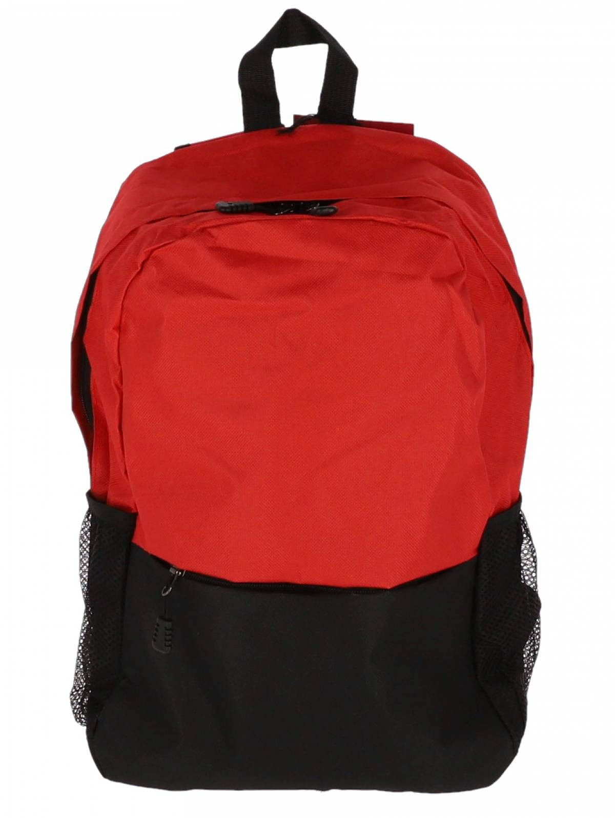 Ghiozdan pentru clasele primare, 14.5 L, 2 fermoare, maner, buzunare laterale, rosu/negru - imagine 4